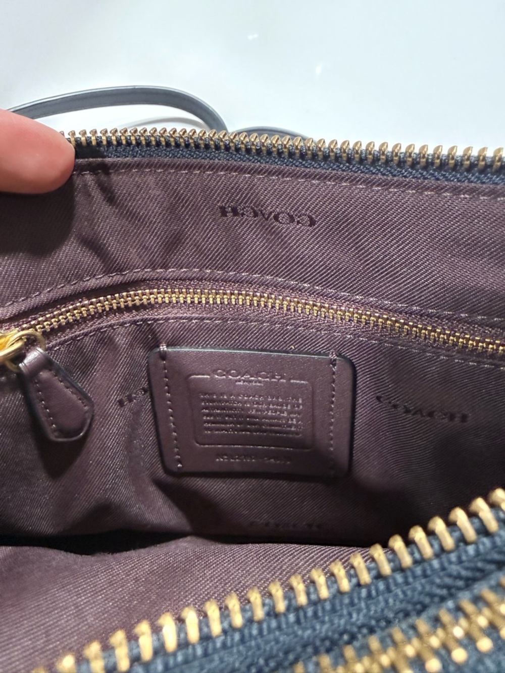 Coach Navy Leather Studded Crossbody with Gold Hardware - Picture 8 of 8